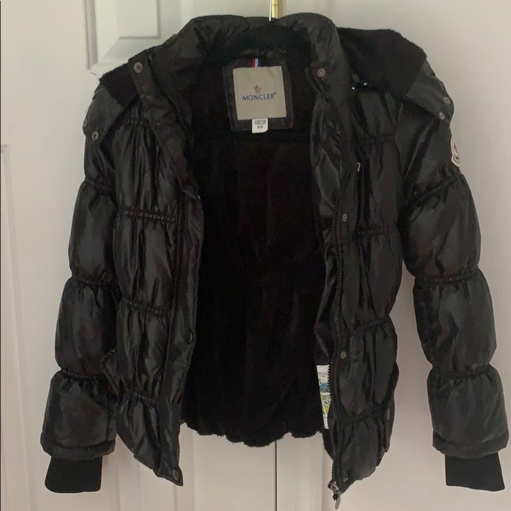 COPY - Black Moncler Girls Jacket With Fur Hood